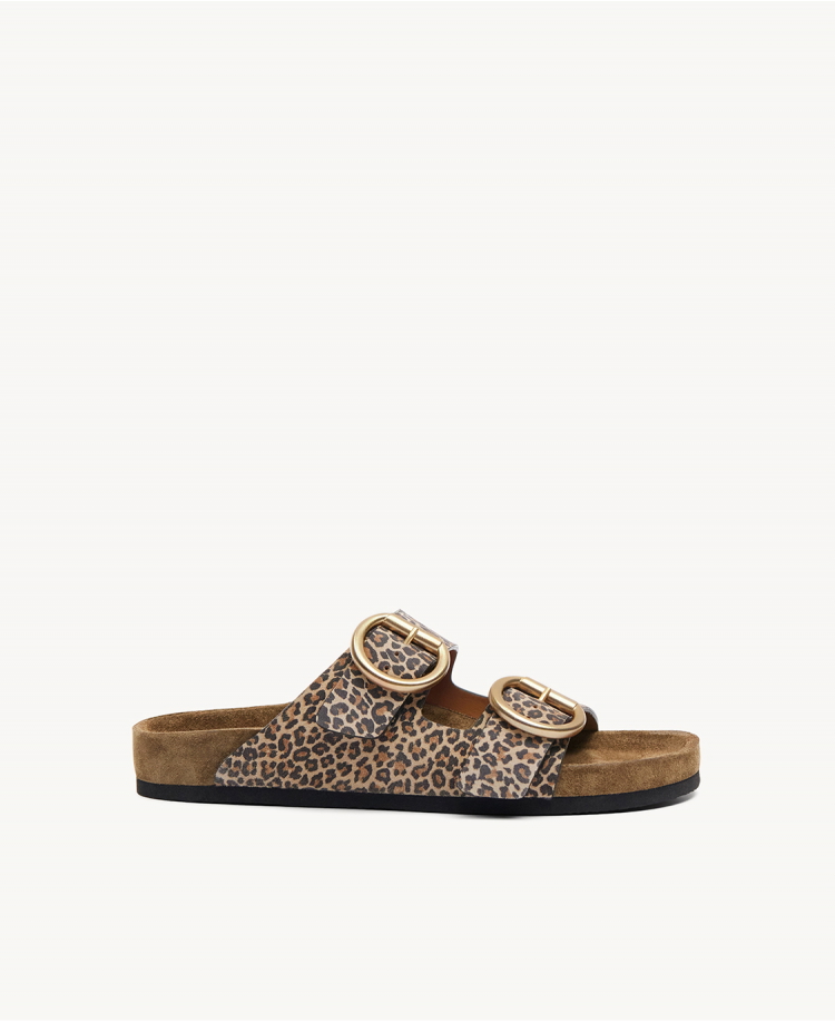 Mules n62 Cuir Imprimé Leopard Rivecour