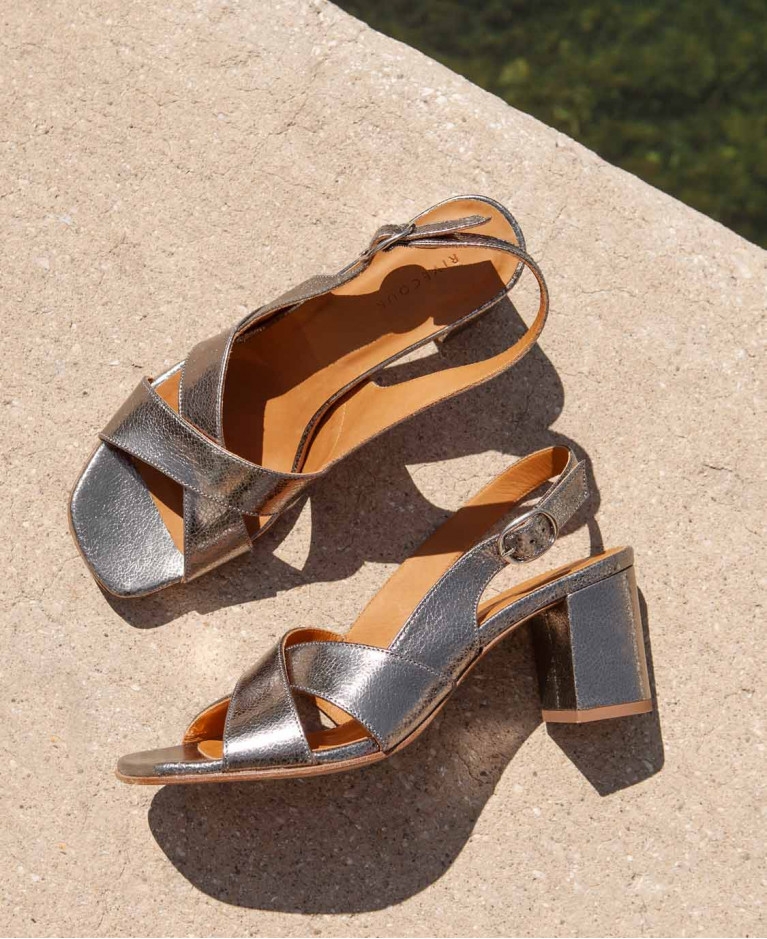 Sandals n°652 Silver Leather| Rivecour