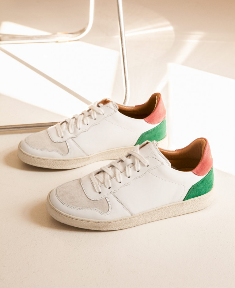 Sneakers n°12 White/Blush/Green| Rivecour Sneakers n°12 White/Blush/Green| Rivecour