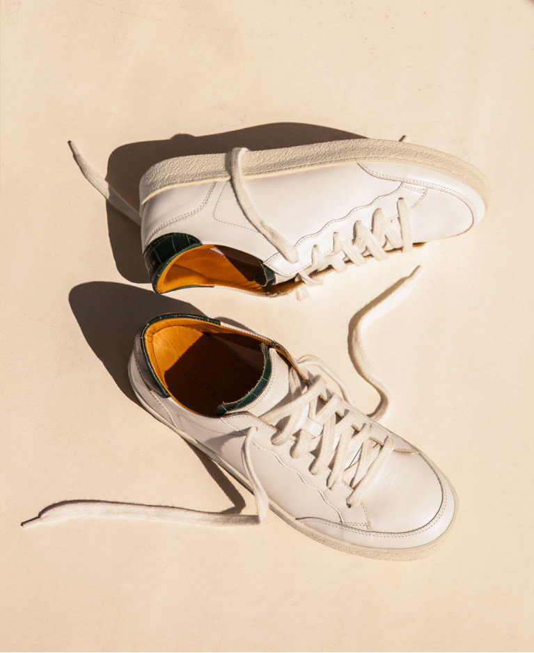 Sneakers n°14 White/Green Croco| Rivecour Sneakers n°14 White/Green Croco| Rivecour