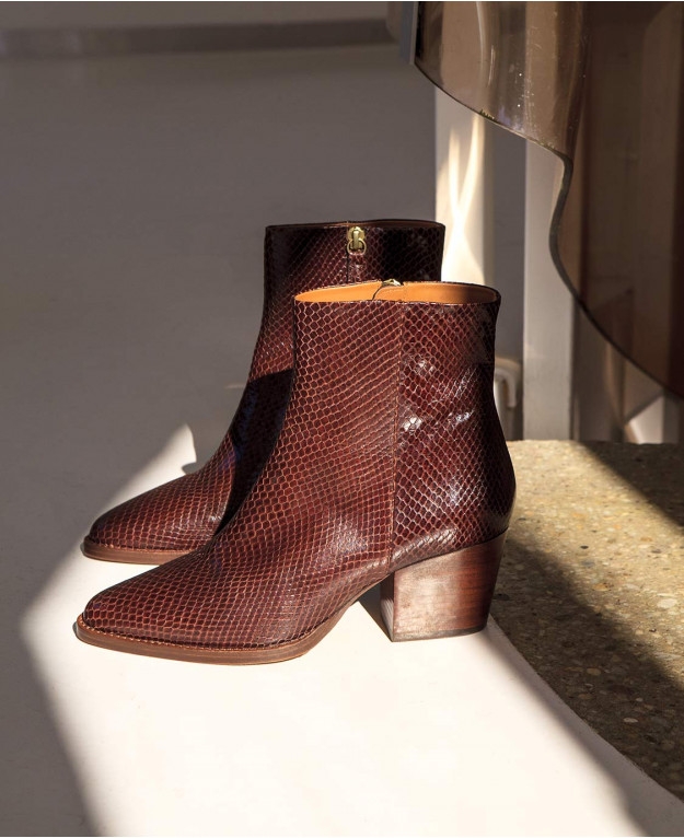 Boots n°700 Python Marron Leather| Rivecour