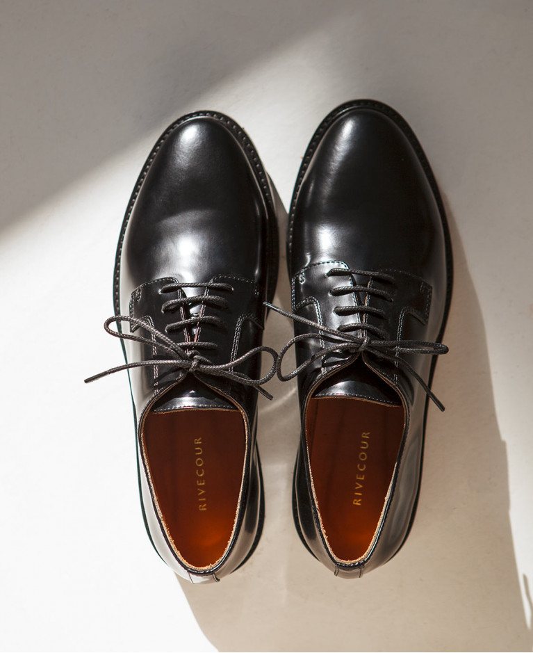 Derbies n°83 Cuir Noir | Rivecour