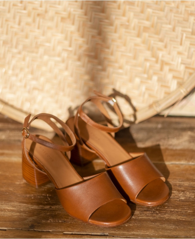 Sandals n°889 Cognac Leather| Rivecour