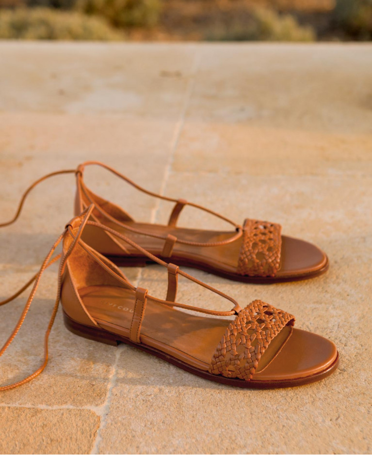 Baskets n°14 Cuir Blanc / Nude