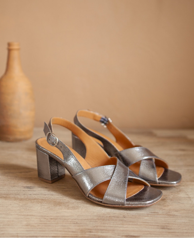 Sandals n°652 Silver Leather| Rivecour