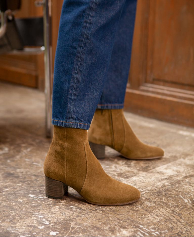 Bottines talons moyens cuir façon cobra vert n°402