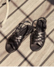 Sandals n°63 Black Leather | Rivecour