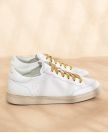 Sneakers n°14 White/Gold Laces