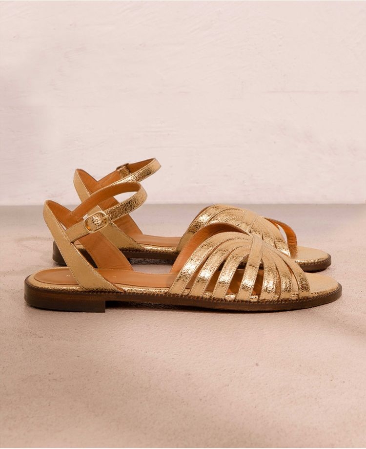 Sandals n°118 Gold Leather| Rivecour