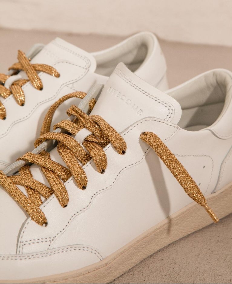 Sneakers n°14 White/Gold Laces
