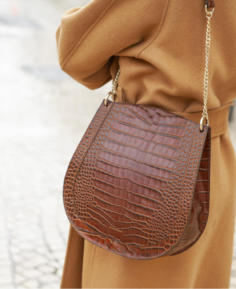 Sac n°944 Cuir Croco Marron | Rivecour
