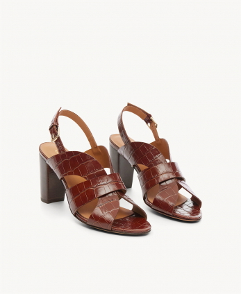 Sandales n°55 Croco Marron