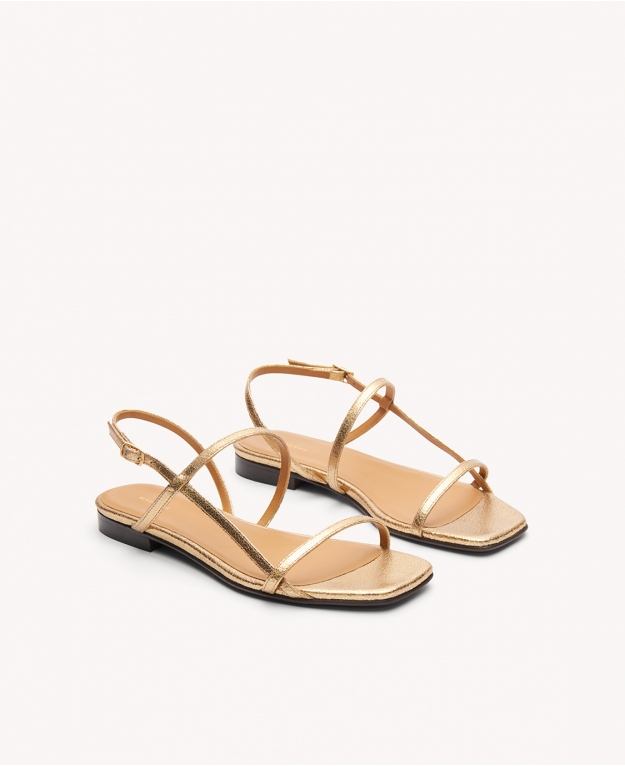 Sandals n°112 Gold Leather | Rivecour