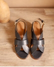 Sandals n°551 Black Leather| Rivecour