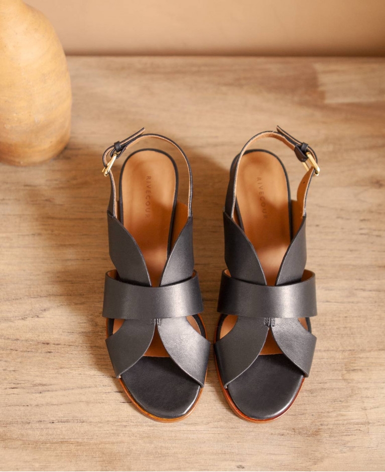 Sandals n°551 Black Leather| Rivecour