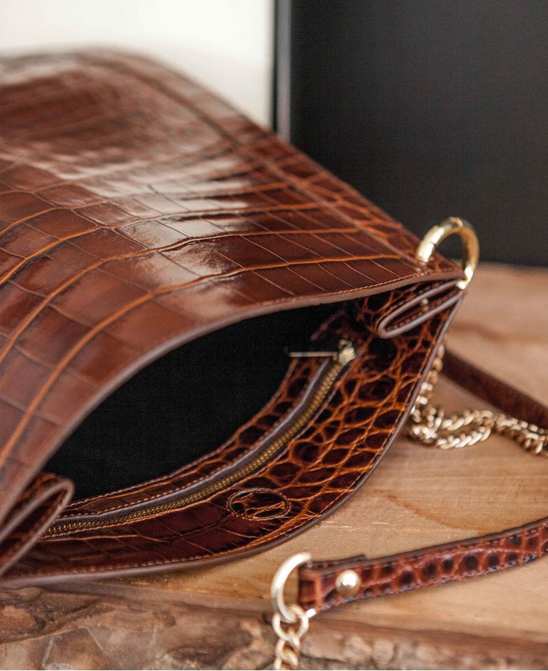 Bag n°944 Brown Croco Leather | Rivecour