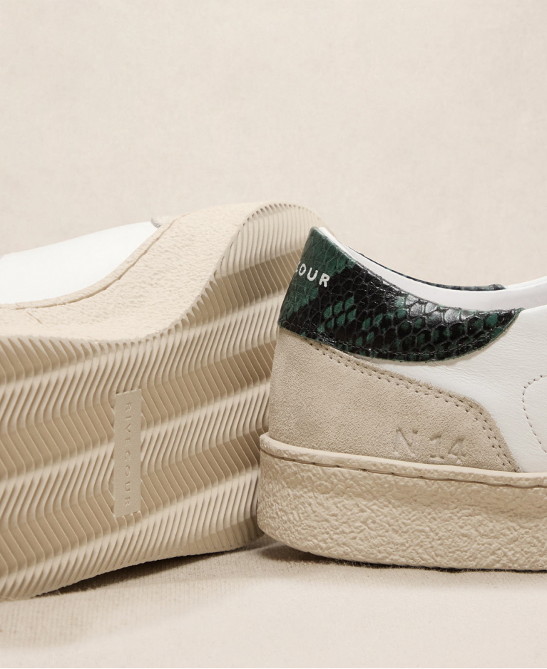 Baskets n°14 Blanc/Python Vert