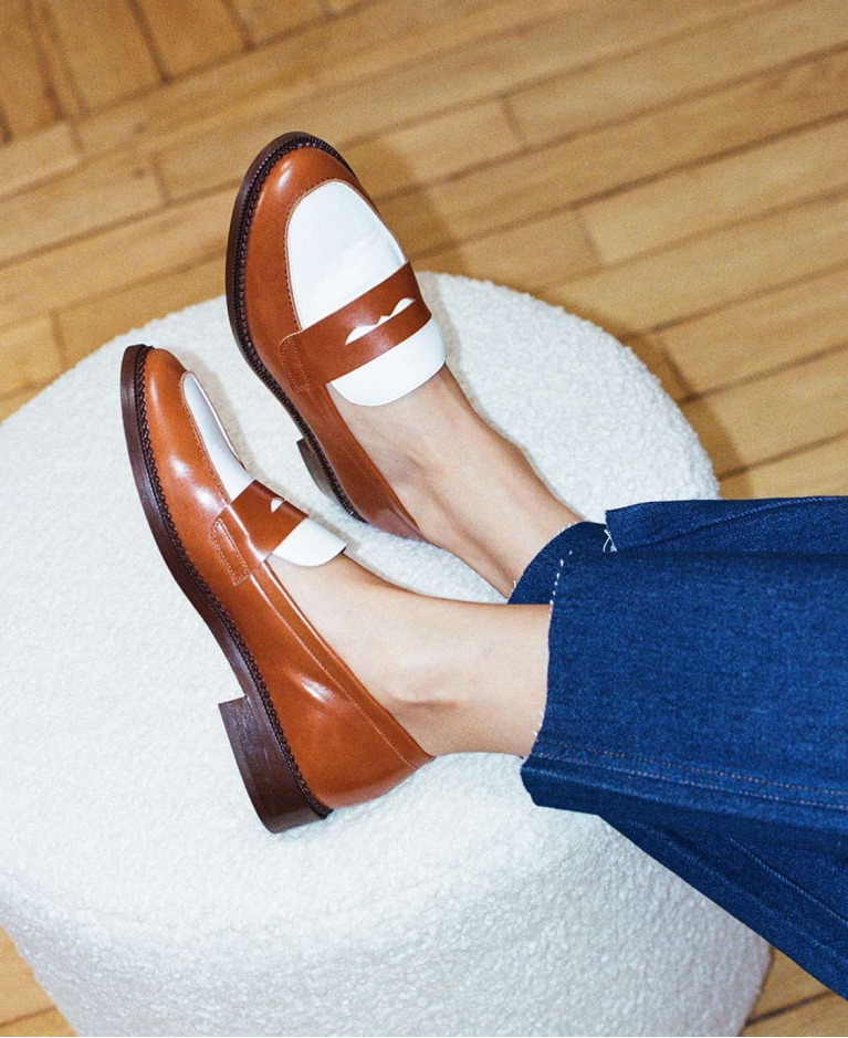 Loafers n°82 Cognac/White